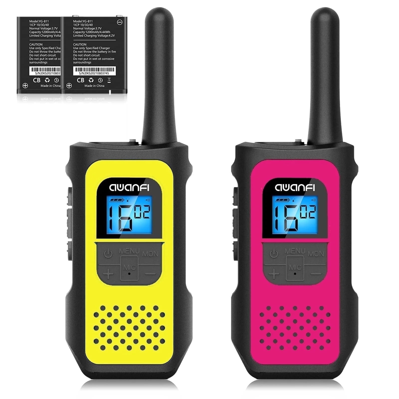 Walkie Talkies Para Niños KEARUI - 8 Canales, Larga Distancia (hasta 3 Millas), Con VOX Y Luz LED (Color Rosa)