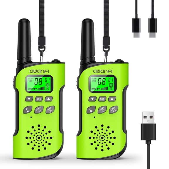 AWANFI Walkie Talkies Rechargeable 2 Pack with 22 FRS Channel and LED Light