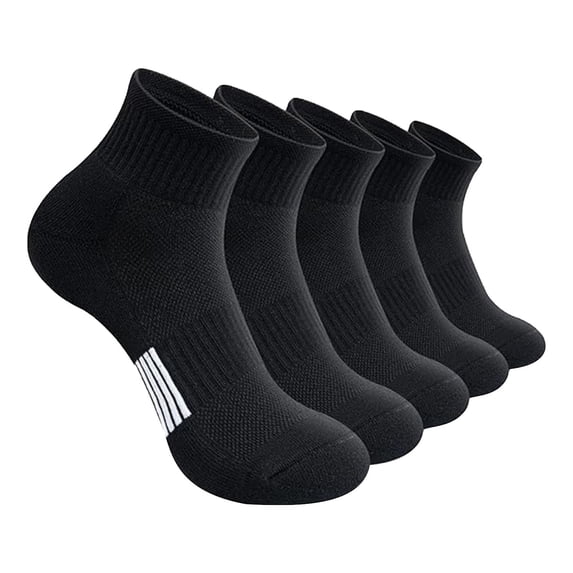 AWASD 2026 New 5 PC Classic Solid Color Crew Socks for Men Comfort Moisture Wicking Running Socks Cushioned Athletic Running Sports Socks for Women(Black One Size)