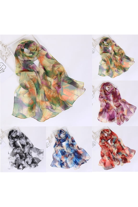 2026 Summer Lightweight Scarfs for Women Fashion Print Floral Pattern Scarf Shawl Colorful Long Scarves Sunscreen Shawls Wraps Breathable Cooling Scarf (One Size Color Red)