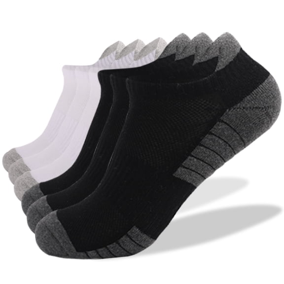 AWASD 6 PC Thick Terry Sole Sports Socks for Men - Mixed Light & Dark Gray Size Breathable Sweat-Wicking Anti-Slip Cotton Socks for Men Cushioned Sports Running Socks Under $10(Silver S)