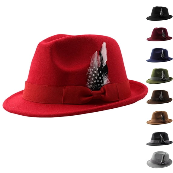 AWASD Classic Bucket Hats for Men Women Decorative Bowknot Feather Bucket Hat Elegant Formal Wedding Party Dress Bucket Hat Fashion Church Derby Hat Accessory Wine