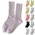 thumbnail image 1 of AWASD Cotton Slouch Socks for Women – Retro Letter Pattern Stretchy & Non-Slip Everyday Fashion Socks Solid Color Soft Casual Stacked Socks Breathable Crew Socks for Women Under $5(Green One Size), 1 of 5