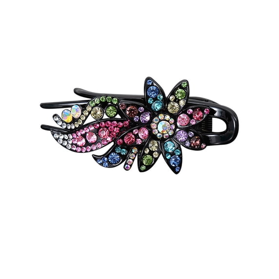 AWASD Fashion Rhinestone Flower Hair Clips for Women - Sparkly Floral Hair Pins Elegant Bridal Hair Accessories for Wedding Party Daily Wear Shiny Decorative Hair Barrettes(Color Multicolor One Size)