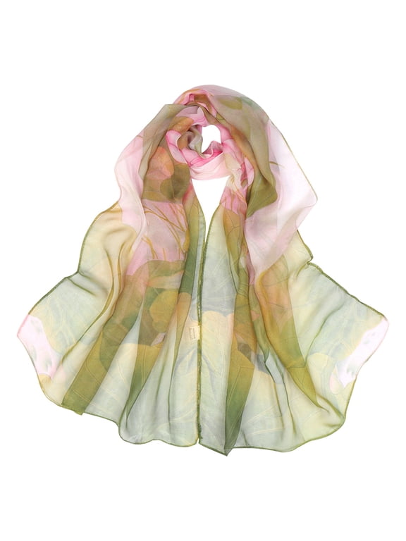 Fashion Shawl Scarf for Women Summer Beach Sunscreen Colored Floral Chiffon Scarf Lightweight Elegant Scarf Shawls Beach Cover-up Comfortable Beach Sarong Summer Sun Scarf 1PC