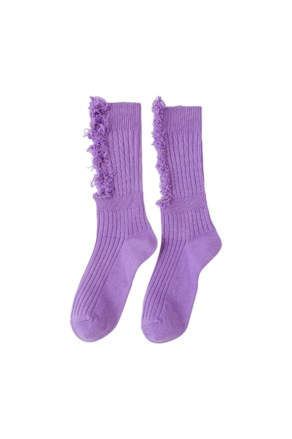 Hole Beggar Socks for Women Men Ribbed Knit Fluorescent Solid Color Socks Beggar Shabby Ripped Hole Socks Casual Long Tube Socks Skateboard Tube Hosiery Broken Thin Pile Socks Fashion