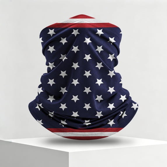 AWASD Star Stripe Print Neck Gaiter Face Mask for Men Women - Summer Cooling Neck Gaiter Sun Protection Breathable Headwear Trendy Fishing Neck Gaiter Patriotic Face Cover (Color Blue One Size)