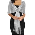 thumbnail image 1 of AWASD Trendy Sparkling Metallic Shawl for Women Open Front Summer Tops Breathable Shawls Evening Wedding Bride Elegant Lightweight Shawls Top Wedding Cover-Up (One Size Color Gray), 1 of 4
