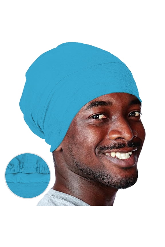 Women Men Double Layer Sleeping Cap Sets Non-Slip Everyday Casual Breathable Head Cap Elastic Wrap Head Cap All-Day Comfort Soft Turban-Style Hijabs for Women (One Size Color Blue)
