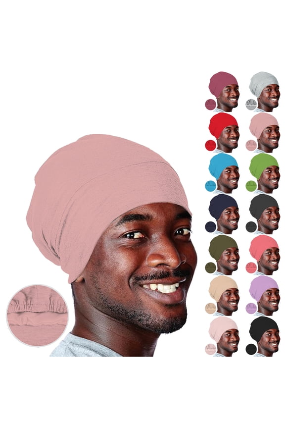 Women Men Double Layer Sleeping Cap Sets Non-Slip Everyday Casual Breathable Head Cap Elastic Wrap Head Cap All-Day Comfort Soft Turban-Style Hijabs for Women (One Size Color Red)