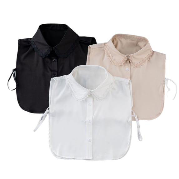 AWASD Women's Fake Collar Detachable Dickey Collar Half Shirts Blouse Classic Solid Color Fake Collar Button On False Collar for Women Men White One Size