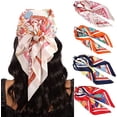 thumbnail image 1 of AWAYTR 27.5” Satin Square Head Scarf - 4PCS Silk Head Scarves Women Hair Kerchief Bandanas Head Wraps, 1 of 9