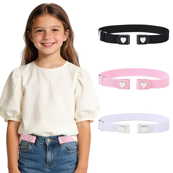 AWAYTR 3 Pcs Children Magnetic Buckle Elastic Belts Easy Wear Adjustable Stretch Belt for Toddler Boys Girls Pants