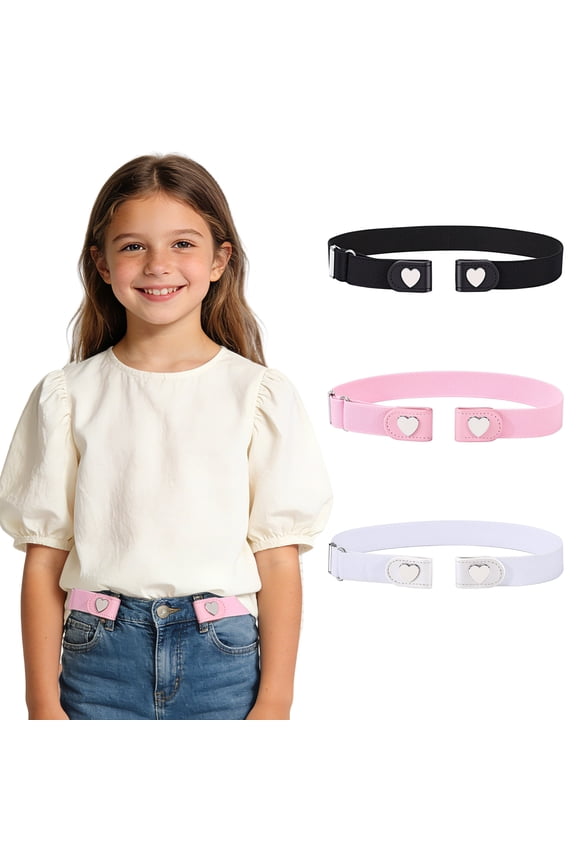 3 Pcs Children Magnetic Buckle Elastic Belts Easy Wear Adjustable Stretch Belt for Toddler Boys Girls Pants