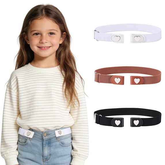 AWAYTR 3 Pcs Children Magnetic Buckle Elastic Belts Easy Wear Adjustable Stretch Belt for Toddler Boys Girls Pants