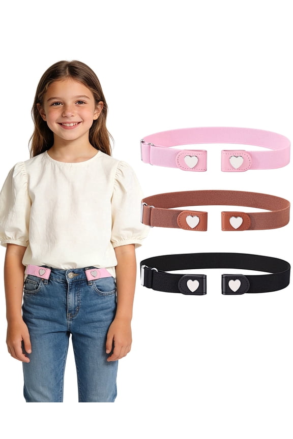 3 Pcs Children Magnetic Buckle Elastic Belts Easy Wear Adjustable Stretch Belt for Toddler Boys Girls Pants