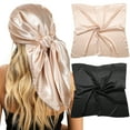 thumbnail image 1 of AWAYTR 35” Large Satin Square Head Scarf - 2Pcs Silk Floral Head Scarves Women Hair Scarves Hair Bandanas, 1 of 13