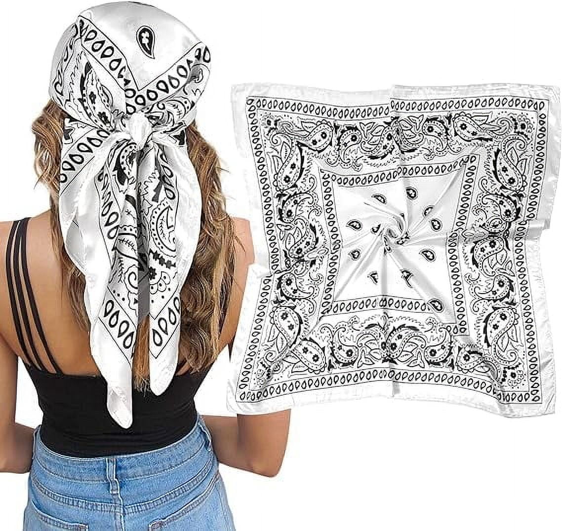 AWAYTR 35" Large Square Satin Head Scarf Silk Hair Scarf Square Hair