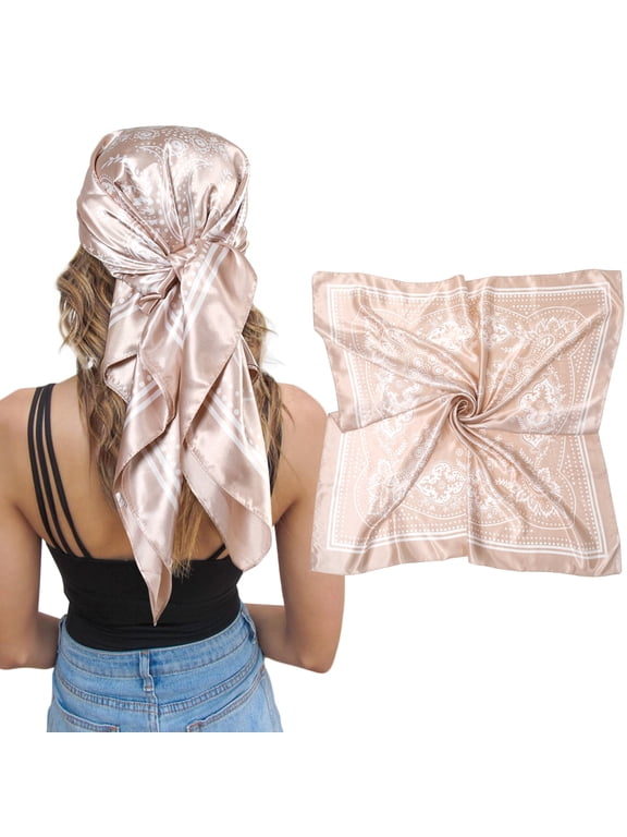 35" Large Square Satin Head Scarf - Silk Hair Scarf Square Hair Bandanas Women Sleeping Head Wraps