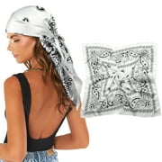 AWAYTR 35" Large Square Satin Head Scarf - Silk Hair Scarf Square Hair Bandanas Women Sleeping Head Wraps