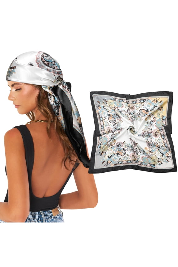 35" Large Square Satin Head Scarf - Silk Hair Scarf Square Hair Bandanas Women Sleeping Head Wraps