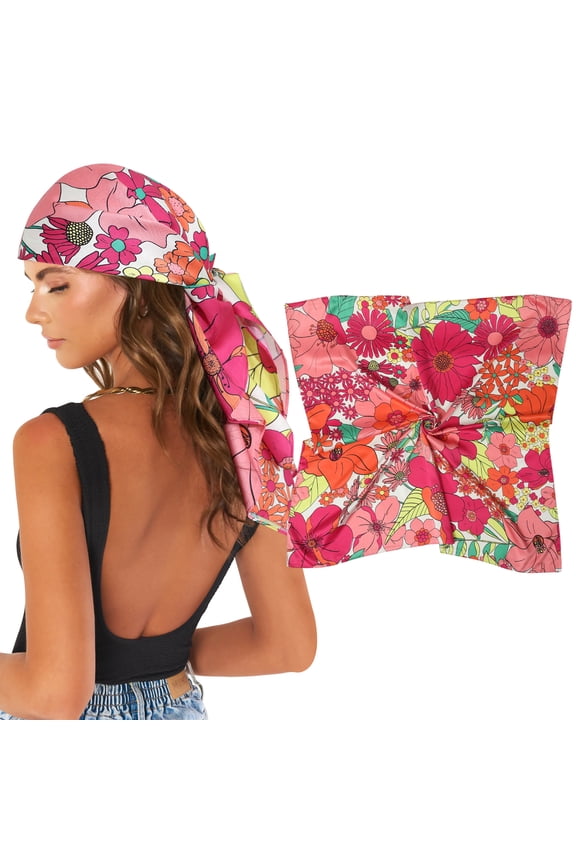 35" Large Square Satin Head Scarf - Silk Hair Scarf Square Hair Bandanas Women Sleeping Head Wraps