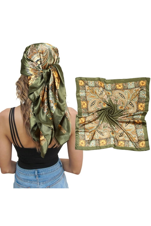 35" Large Square Satin Head Scarf - Silk Hair Scarf Square Hair Bandanas Women Sleeping Head Wraps