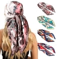 thumbnail image 1 of AWAYTR 35” Satin Large Silk Head Scarf 4 Pcs Women Square Silk Like Neck Scarf Hair Sleeping Wraps Lightweight Silk Bandana, 1 of 11