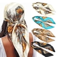 thumbnail image 1 of AWAYTR 35” Satin Large Square Head Scarves - 4PCS Silk Like Neck Scarf Hair Sleeping Wraps Satin Silk Scarfs for Women, 1 of 7