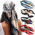 AWAYTR 4 Pcs 35” Satin Large Silk Scarf Square Head Scarves Women Silk Like Neck Scarf Hair