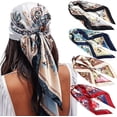 thumbnail image 1 of AWAYTR 4 Pcs 35” Satin Large Silk Scarf Square Head Scarves Women Silk Like Neck Scarf Hair Sleeping Wraps Turban Lightweight Silk Bandana, 1 of 5