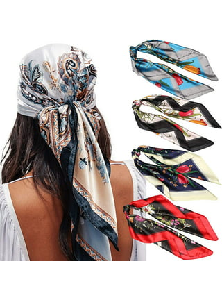 Temu Simulated Silk Printed Square Scarf 27.5 Women's Head Scarf, Turban Multifunctional Fashion Accessories Hairband, Christmas Styling & Gift, Scarf