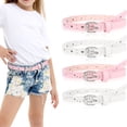 thumbnail image 1 of AWAYTR 4pcs Kids PU Leather Belts for Girls, Heart Shape Metal Buckle, Adjustable Hole Design, Cute Skinny Belt for Uniform Dress Jeans Casual Wear, 1 of 8