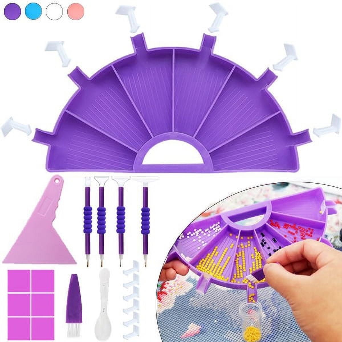 AWAYTR 5D DIY Diamond Painting Trays Organizer Funnel Plastic Tray Diamond Embroidery