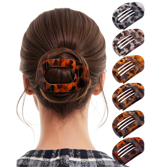 AWAYTR 6 PCS Oval Flat Hair Claw Clips for Women, Medium French Clips with Strong Grip, Non Slip Hair Clips for Thick & Thin Hair