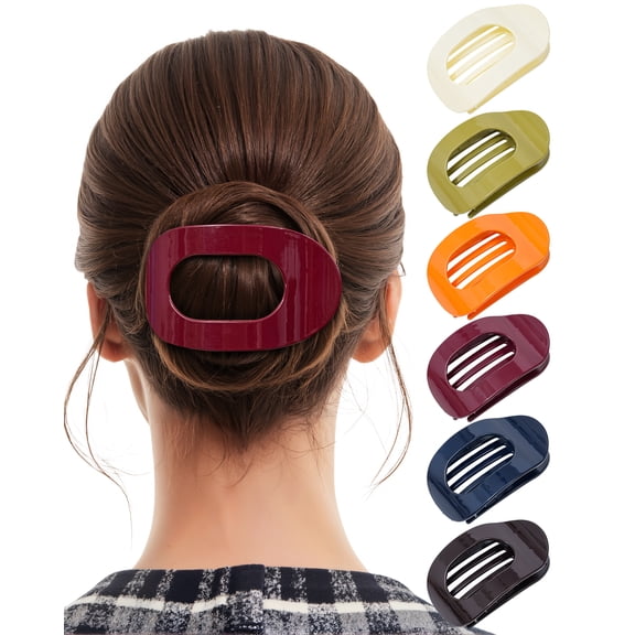 AWAYTR 6 PCS Oval Flat Hair Claw Clips for Women, Medium French Clips with Strong Grip, Non Slip Hair Clips for Thick & Thin Hair