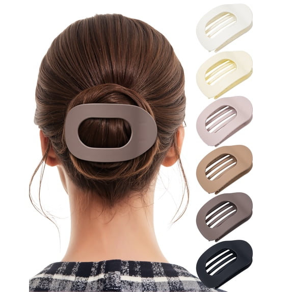 AWAYTR 6 PCS Oval Flat Hair Claw Clips for Women, Medium French Clips with Strong Grip, Non Slip Hair Clips for Thick & Thin Hair