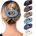 thumbnail image 1 of AWAYTR 6 Pack Matte Flat Hair Claw Clips, Large Oval French Clips, No Slip Strong Grip for Yoga, Daily & All Hair Types, 1 of 7