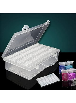 AWAYTR 64 Grids Bead Storage Containers Clear Jewelry Box Diamond Painting Embroidery Box Organizer Dividers Plastic Earring Storage Nail Art Craft