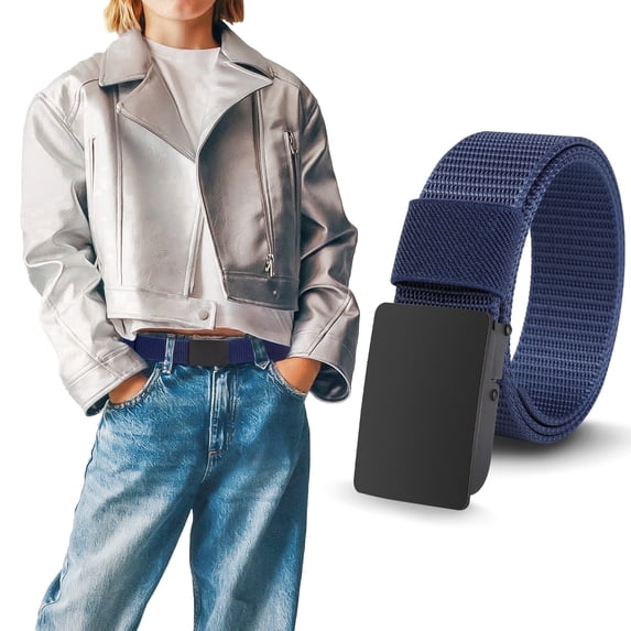 AWAYTR Adjustable No-Hole Ratchet Boys' Baseball Belts Navy Blue