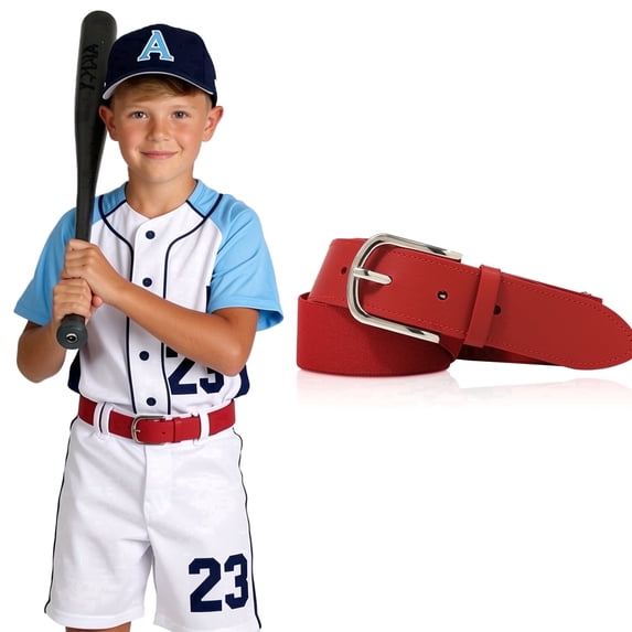 AWAYTR Elastic Adjustable Youth Boys Baseball Belts Red
