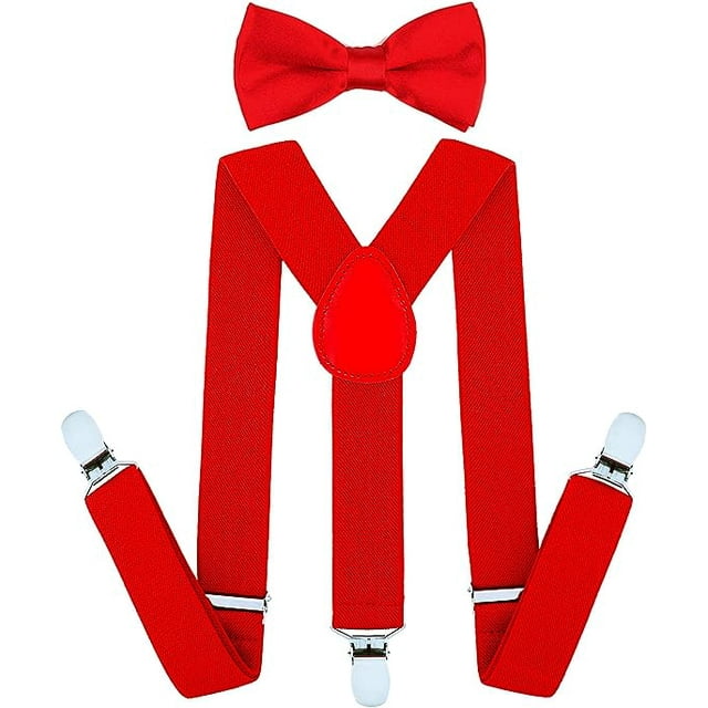 AWAYTR Child Kids Suspenders Bowtie Set Adjustable Suspender Set for