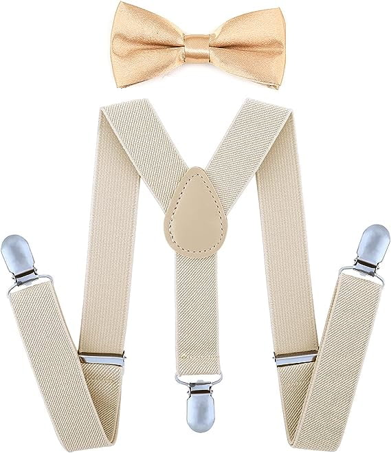 AWAYTR Child Kids Suspenders Bowtie Set Adjustable Suspender Set for