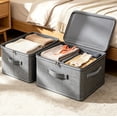 thumbnail image 1 of AWAYTR Collapsible Fabric Storage Box with Lid, Stackable Closet Organizer Bin with Handles, Foldable Clothes Storage Container for Wardrobe, Bedroom, Toys & Books, 2 Pack, 1 of 7
