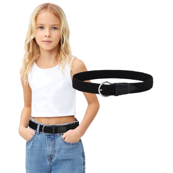 AWAYTR Fabric Woven Stretch Braided Belts for Boy Girls, Classic Canvas Elastic Kid Belt