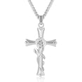 thumbnail image 1 of AWAYTR Floral Cross Necklace for Women, Rose Gold Plated Rhinestone Pendant, Multi-Color Floral Charm, Vintage Faith Jewelry, 1 of 7