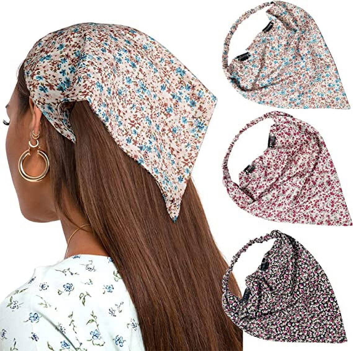 Syhood 4 Pieces Elastic Hair Scarf Headband Print Vintage Turban Hair  Scarves Headwrap Triangle Kerchief Head Scarf Hair Bandanas for Women Girls  : : Beauty & Personal Care
