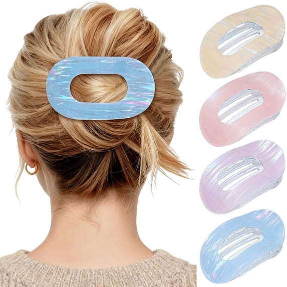AWAYTR French Flat Duckbill Hair Clips, Nonslip Acrylic Lay Flat Claw ...