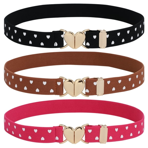 AWAYTR Kids Elastic Belt - Adjustable Toddler Heart Buckle Stretch Belts for Boys Girls