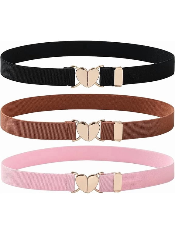 Kids Elastic Belt - Adjustable Toddler Heart Buckle Stretch Belts for Boys Girls